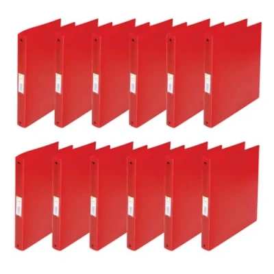 Abbildung von Q Connect KF02907 Ringbuch / 12 Stück/ A4 4 Ring 25 mm/Farbe: Rot Transparent/aus Starkem Transluzente PP Folie 31 mm Rücken/Ringhefter Plastik/Ringordner Schmal Dünne Ordner