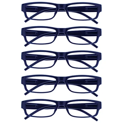 Abbildung von The Reading Glasses Company Die Lesebrille Unternehmen Dark Blau Wert 5er Pack Leicht Herren Frauen RRRRR32 3 +3,50