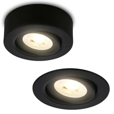 Abbildung von LED Einbauleuchte Desi, schwarz, Ø9cm, ein/aus, 3000K