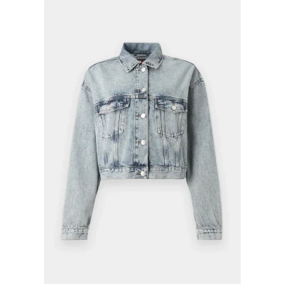 Abbildung von Tommy Jeans CROP Trucker Jacket Jeansjacke, Damen, Größe: XS, Denim light