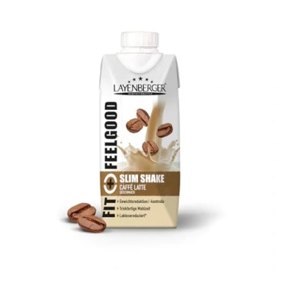Abbildung von Layenberger Fit+Feelgood Slim Shake Fixfertig, trinkfertiger Mahlzeitersatz für 8 Portionen mit je 208 kcal (8x 330 ml) Caffé Latte