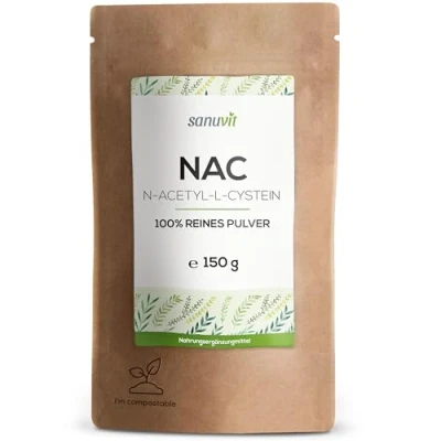 Abbildung von Sanuvit® NAC Pulver 150g pro Beutel 6 Monatsvorrat N Acetyl L Cystein Hohe Bioverfügbarkeit und Verträglichkeit Vegan Hergestellt in Österreich