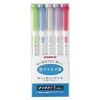 Abbildung von WKT7 5C NC NC5 Zebra Mildliner Farbstift Set mit einer dünnen und breiten Spitze