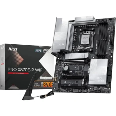 Abbildung von MSI PRO X870E P WiFi Mainboard, ATX Unterstützt AMD Ryzen 9000/8000 / 7000 Prozessoren, AM5 60A SPS VRM, DDR5 Memory Boost (8200+ MT/s OC), PCIe 5.0 x16 &amp; 4.0 x16, M.2 Gen5, Wi Fi 7, 5G LAN
