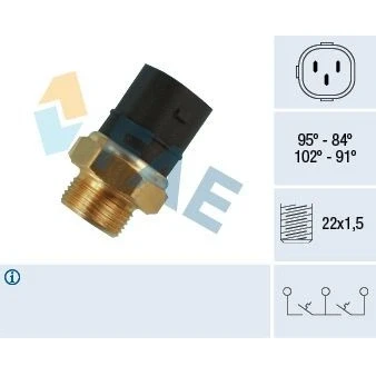 Abbildung von EPS 1.850.652 Temperaturschalter, Kühlerlüfter M22x1,5 Made in Italy OE Equivalent VOLKSWAGEN: GOLF 2, 4, 3, SEAT: Leon I Hatchback
