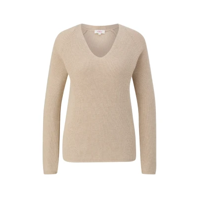 Abbildung von s.Oliver RAGLANÄRMELN Strickpullover, Damen, Größe: 44, Sandfarben