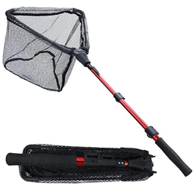 Abbildung von Sougayilang Fischkescher, faltbar, zusammenklappbar, Teleskopstange, strapazierfähiges Nylon Material, sicheres Fangen oder Lösen von Fischen, RSJ115 cm