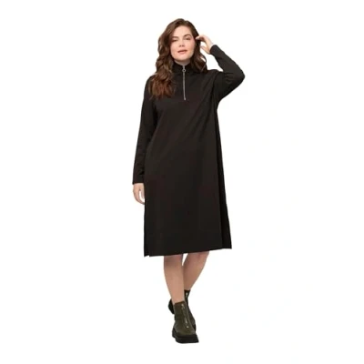 Abbildung von Ulla Popken Langarm Freizeitkleid, Damen, Größe: 46/48, Schwarzbraun