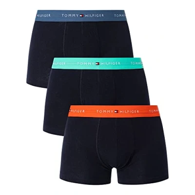 Abbildung von Tommy Hilfiger Herren 3er Pack Boxershorts Trunks mit Logobund, Mehrfarbig (Deep Orange/Jade Green/Blue Coast), XXL