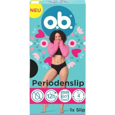 Abbildung von o.b. Periodenslip (1 Stück), wiederverwendbare Periodenunterwäsche bei starker Periode für bis zu 12 Stunden Auslaufschutz, erhältlich in den Größen XS/S, M/L, XL/XXL