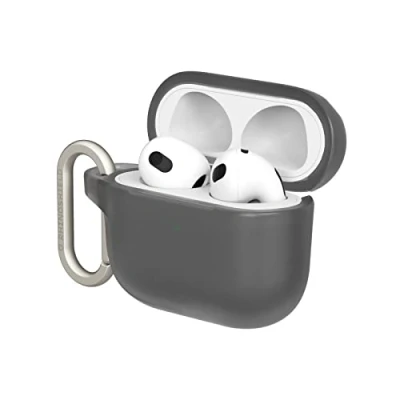 Abbildung von RHINOSHIELD AirPods Case mit Karabiner kompatibel Apple [Airpods 3] Fallschutz in Militärqualität, Kratzfest, kabelloses Aufladen [Klassik Schwarz, Standard Set]