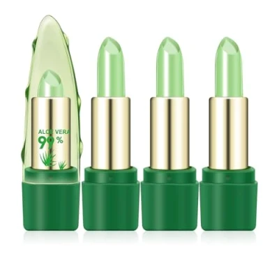 Abbildung von Freeorr 3 Stück Aloe Vera Jelly Lippenstift, Magic Temperature Farbwechsel Lippenstift Lippenbalsam, Feuchtigkeitsspendendes Lang anhaltendes Lippen Lipgloss Set 3.5g