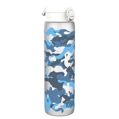 Abbildung von Ion8 1 Liter Trinkflasche mit Zeitmarkierungen, Auslaufsicher, Einhandöffnung, Sichere Verriegelung, Spülmaschinenfest, BPA frei, Tragegriff, Ideale für Fitnessstudio, Tarnung
