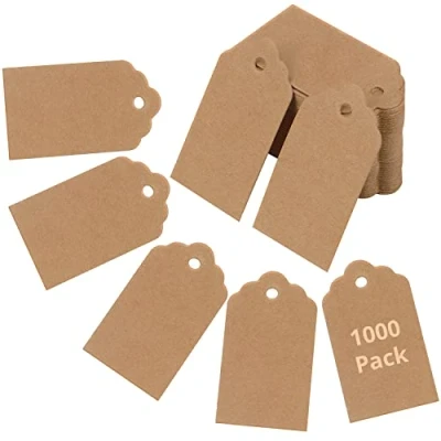 Abbildung von Belle Vous Geschenk Anhänger (1000Stk) 4,5 x 2,5cm Rechteckige Kraftpapier DIY Etiketten zum Beschriften, Preisetiketten, Papier Basteln, Weihnachten, Geburtstag, Hochzeit
