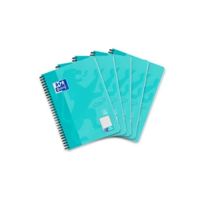Abbildung von Oxford Touch Collegeblock B5 liniert mit Rand, 80 Blatt, aqua, 5 Stück