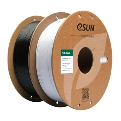 Abbildung von eSUN PLA Filament 1.75mm, Basic 3D Drucker Maßgenauigkeit +/ 0.03mm, 1KG pro Spule, 2 Spulen Druck Filament, Kaltes Weiß+Schwarz