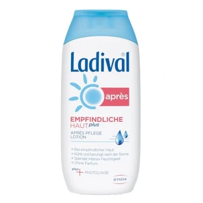 Abbildung von Ladival Empfindliche Haut Aprés Lotion Parfümfreie After Sun hautberuhigend, feuchtigkeitsspendend und kühlend ohne Farb Konservierungsstoffe 200 ml