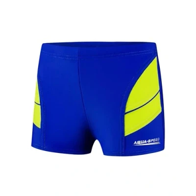 Abbildung von Aqua Speed Badehose eng für Jungen + gratis eBook Kurze Schwimmhosen Jungs UV Swimwear Boys Badepants 28. Blau Grün Gr. 122 Andy