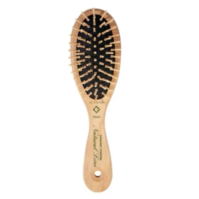 Abbildung von Natur Haar Bürste Holz Fripac Medis Natural Line Oval, 7 reihig, zum täglichen Durchkämmen und Entwirren der Haare, abgerundete Borsten, antistatisch für kurze, mittellange feine Haare