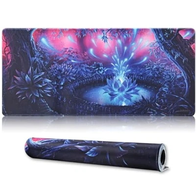 Abbildung von Jahosin Großes Gaming Mauspad mit genähten Kanten, erweitertes rutschfester Unterseite aus Naturkautschuk für Gamer, Desktop, Büro, Zuhause, 90 x 40 cm, Forestapond