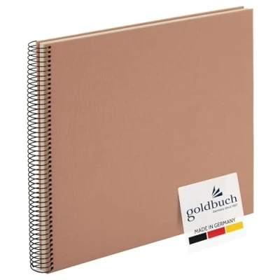 Abbildung von goldbuch 25 319 Fotoalbum Bella Vista Haselnuss, Spiralalbum mit 40 weißen Seiten, Platz für 200 Fotos im Fomat 10x15 cm, Erinnerungsalbum Leineneinband, braun, 35 x 30 2,8 cm