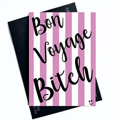 Abbildung von Funny Job Karte Bon Voyage Bitch Coworker Verlässt Viel Glück Congrats Neu Kollege Lebewohl Lustig Scherz PC531