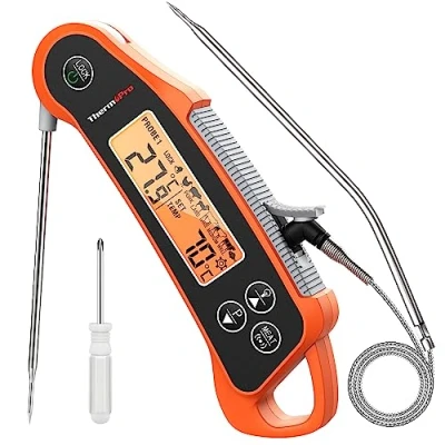 Abbildung von ThermoPro TP710 Fleischthermometer mit 2 Sonden Bratenthermometer IP65 Wasserdicht Thermometer Kochen Küchenthermometer Grillthermometer Alarm für BBQ Grillen Dutch Oven