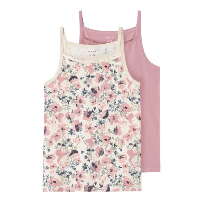 Abbildung von Name it Nkfstrap Nostalgia Flower 2 PACK Unterhemd/shirt für Kinder, Größe: 116, rose