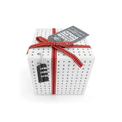 Abbildung von SURPRISA Rätselbox Geldgeschenke Verpackung, Gutscheine zum Geburtstag oder Weihnachten kleine Geschenkbox Worträtsel, weiß