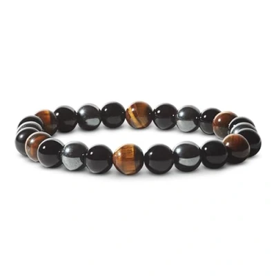 Abbildung von PURAJA Schutzarmband aus echten Edelsteinen Dreifacher Schutz durch edle Schutzsteine: Turmalin, Tigerauge, Hämatit Premium Heilstein Armband