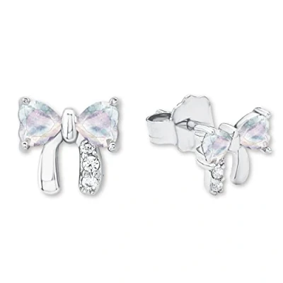 Abbildung von Prinzessin Lillifee Ohrstecker 925 Sterling Silber Mädchen Kinder Ohrschmuck, mit Zirkonia synth., 0,7 cm, Silber, Schleife, Kommt in Schmuck Geschenk Box, 2034219