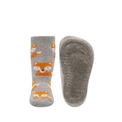 Abbildung von EWERS Stoppersocken Fuchs, Socken mit Antirutschsohle für Jungen, Anti Rutsch Gummisohle, MADE IN GERMANY, 1 Paar rutschfeste Kindersocken Jungs, Größe 18 19, Grau