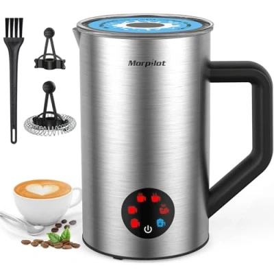 Abbildung von Morpilot Milchaufschäumer Elektrisch 6 in 1, 150 350ml, Milchschäumer für Heißer und Kalter Milchschaum Schokolade, Antihaftbeschichtung, Leicht zu Reinigen, Edelstahl