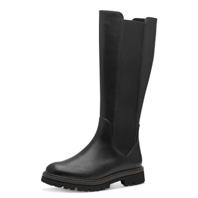 Abbildung von MARCO TOZZI Damen Hohe Stiefel ohne Absatz Vegan Flach, Schwarz (Black), 38 EU