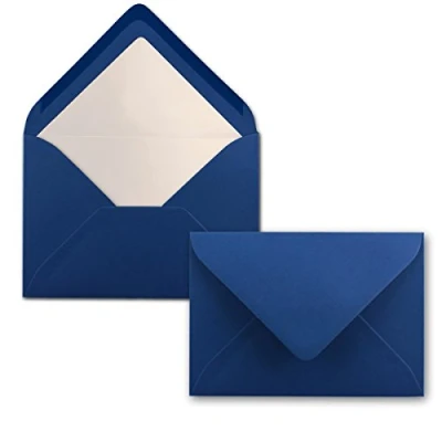 Abbildung von 25 Briefumschläge Dunkel Blau/Nachtblau DIN C6 gefüttert mit weißem Seidenpapier 90 g/m² 11,4 x 16,2 cm Nassklebung NEUSER PAPIER