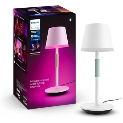 Abbildung von Philips Hue White &amp; Color Ambiance Go Tragbare Tischleuchte weiß 370lm, 16. Mio Farben, steuerbar via App und per Taste, kompatibel mit Amazon Alexa (Echo, Echo Dot)