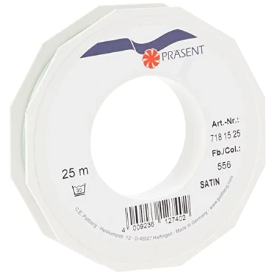 Abbildung von PRÄSENT C.E. Pattberg Satin altgrün, 25 m Satinband zum Einpacken von Geschenken, 15 mm Breite, Geschenkband Dekorieren &amp; Basteln, Dekoband, Anlass