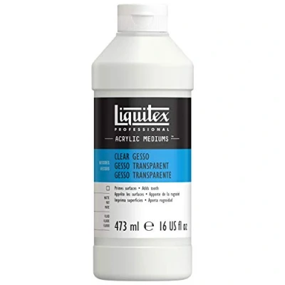 Abbildung von Liquitex 7616 Professional klares Gesso, Universalgrundierung für Acrylfarben, licht und alterungsbeständiger Primer, gebrauchsfertig 473ml Flasche, transparent