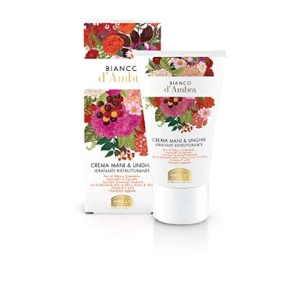 Abbildung von Helan, Bianco d&#039;Ambra Hand und Nagelcreme, pflegende Nagel Feuchtigkeitscreme mit Süßmandel Olivenöl, trockene spröde Handcreme Nagelstärker, 50 ml, hergestellt in Italien