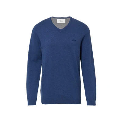 Abbildung von s.Oliver MIT Logostickere Strickpullover, Herren, Größe: Large, Royalblau
