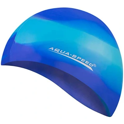 Abbildung von Aqua Speed Bunt Badekappe + Kleines Mikrofaserhandtuch Damen &amp; Herren Schwimmmütze Bademütze elastisch Silikon Badehaube Sport Schwimmhaube Triathlon Schwimmen Kappe 62. / 83