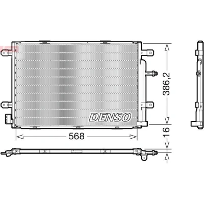 Abbildung von DENSO DCN02039 Klimakondensator ohne Trockner 568x386.2x16 R 134a 568 AUDI: A4 B8 Avant, B7 Saloon