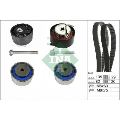 Abbildung von INA 530 0767 10 Zahnriemensatz 195 LAND ROVER: Discovery 3, Range Rover Sport, 4