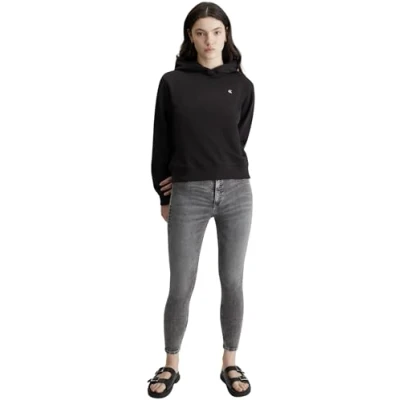 Abbildung von Calvin Klein Jeans Badge Regular Hoodie Sweatshirt, Damen, Größe: Small, Black