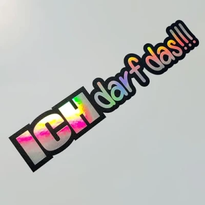 Abbildung von folien zentrum Ich darf das!!! 18x3cm Auto Aufkleber Oilslick schwarz JDM Tuning Sticker Decal Farbwechsel Rainbow Flip Flop Hologramm Effekt Autoaufkleber lustige Sprüche Autosticker