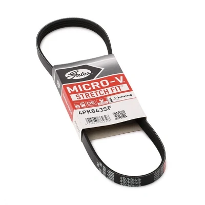 Abbildung von GATES Micro V Stretch Fit 4PK843SF Keilrippenriemen 843 4 PA (Polyamid), EPDM (Ethylen Propylen Dien Kautschuk) BMW: 5 Touring, X5, X3