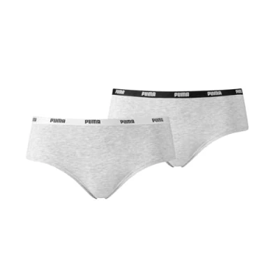 Abbildung von Puma Damen Iconic Women&#039;s Underwear (2 Pack) Hipster Panties, Grey / Grey, XS EU