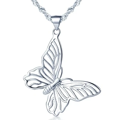 Abbildung von Unendlich U Fashion 925 Sterling Silber Damen Halskette Hohl Schmetterling Anhänger Kettenanhänger