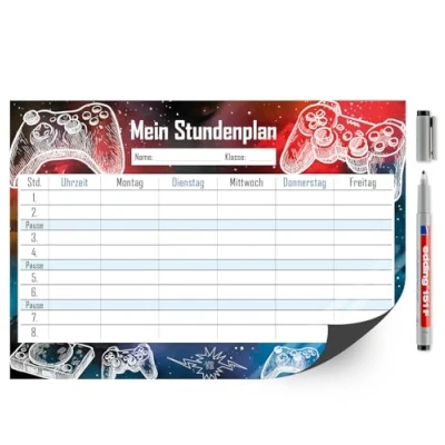 Abbildung von younikat Stundenplan magnetisch abwischbar I Gaming inkl. Stift wiederbeschreibbar Einschulung dv_487