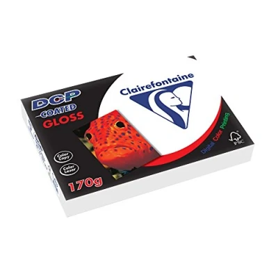 Abbildung von Clairefontaine 6851C Druckerpapier DCP Premium Kopierpapier für farbintensiven Bilderdruck, DIN A4, 21 x 29,7cm, 170g, 1 Ries mit 250 Blatt, glänzend Weiß gestrichen